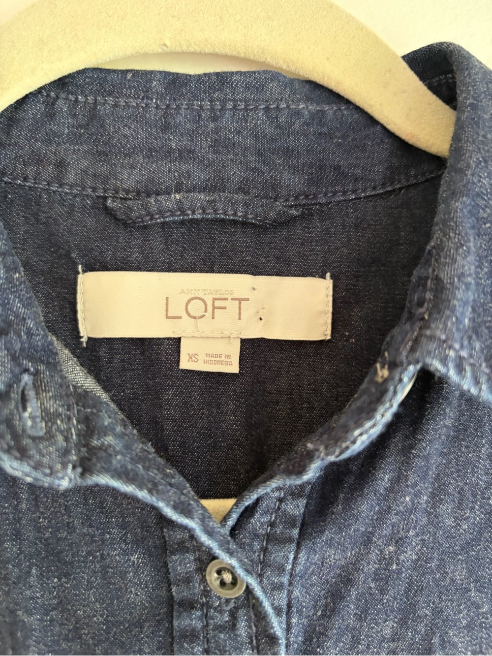 Loft Cotton Silk Blend Roll Sleeve Denim Shirt Dress Size XS - Picture 6 of 7